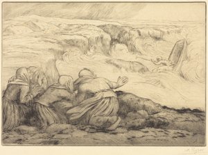 Veszélyben lévő kis hajó (Barque en peril) alkotó: Alphonse Legros