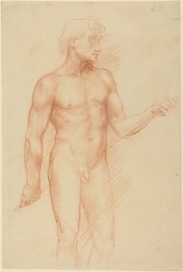 Férfialak tanulmánya, bottal a háta mögött alkotó: Alphonse Legros