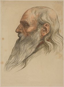 Egy teljes szakállú férfi fejének tanulmánya alkotó: Alphonse Legros