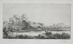 Farm a folyón (La Ferme Sur La Rivière: Esti hatás) alkotó: Alphonse Legros