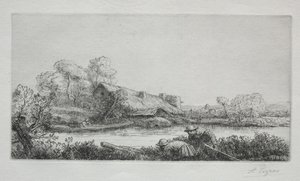 Farm a folyón (La Ferme Sur La Rivière: Esti hatás) alkotó: Alphonse Legros
