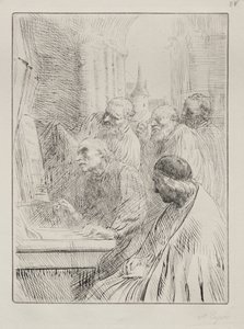 A szerzetesek a templomban alkotó: Alphonse Legros