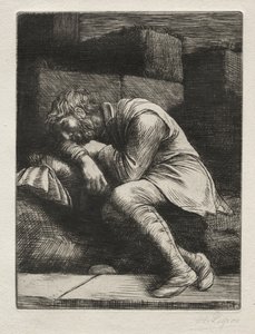 Az alvó koldus. alkotó: Alphonse Legros