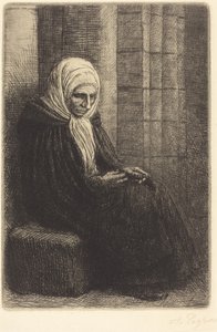 A falnak támaszkodva ülő nő, akinek ölében a fejét pihentető gyermek (Femme assis, muraille au fond, enfant la tête dans son giron) alkotó: Alphonse Legros