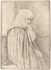 Fiatal paraszt ül egy templomban alkotó: Alphonse Legros