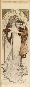 Modell az „1900. október 27-i program” című litográfiához, kb. 1900 alkotó: Alphonse Mucha