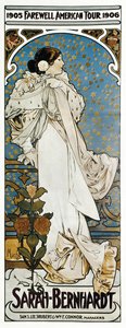 Sarah Bernhardt búcsúzó amerikai turnéjának plakátja alkotó: Alphonse Marie Mucha