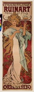Ruinart pezsgő reklámplakátja. Alfons Maria Mucha plakátja (Alphonse Marie Mucha alkotó: Alphonse Marie Mucha