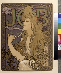 Reklámplakát ""Job"" selyempapírhoz. Alfons Maria Mucha alkotása (Alphonse Marie Mucha alkotó: Alphonse Marie Mucha