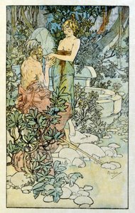 Illusztráció: Alphonse Mucha a francia író, Anatole France "Clio" című művéből. 1900. Mucha (1860 – 1939). cseh szecessziós festő volt alkotó: Alphonse Mucha