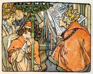 Illusztráció: Alphonse Mucha a francia író, Anatole France "Clio" című művéből. 1900. Mucha (1860 – 1939). cseh szecessziós festő volt alkotó: Alphonse Mucha