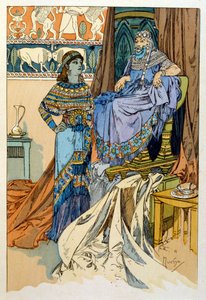 Illusztráció: Alphonse Mucha a "Rama" című költeményből, Paul Verola három felvonásban. kb.1898. Mucha (1860 1939). cseh szecessziós festő volt