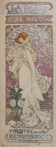 A „La dame au camélias” plakátja a Renaissance Theatre-ben Henriette Rosine Bernarddal, Sarah Bernhardttal (1844-1923) – Mucha alkotó: Alphonse Mucha