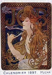 Poster of paper mills Job in Toulouse made by the painter Mucha. 1897.