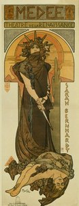 Sarah Bernhardt Medee-ként a Reneszánsz Színházban. 1898 (litográfia)