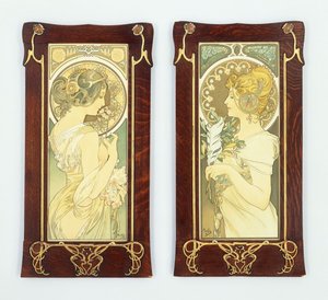 A kankalin és a toll; Tavasz és a toll, 1899 alkotó: Alphonse Mucha