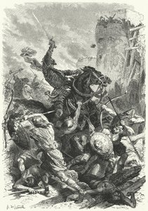 Odo gróf Párizst védi a normannok ellen, 886 (metszet)
