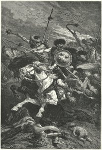 Hunok rohamozók a chalonsi csatában, 451 (metszet)