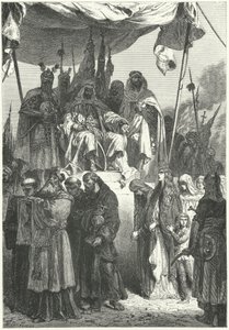 Szaladin az elfogott keresztények elhaladását figyeli Jeruzsálem elfoglalása után alkotó: Alphonse Marie de (after) Neuville