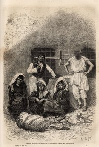 Bolgár munkások, Sophia közelében, metszet A. De Neuville rajza után, amely a bulgáriai utazást illusztrálja, Guillaume Lejean 1867-ben, megjelent a „” Le tour du monde”” 1873-ban, szerkesztette Edouard Charton, Hachette kiadás, Párizs . Selva kollekció alkotó: Alphonse Marie de Neuville
