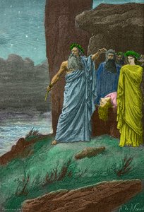 A galliai druidák emberáldozatának szertartása (metszet) alkotó: Alphonse Marie de Neuville