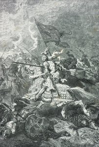 A francia lovagok támadása a fornoue-i csatában alkotó: Alphonse Marie de Neuville