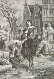Descartes sétál Amszterdamban (metszet) alkotó: Alphonse Marie de Neuville