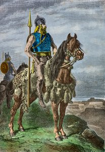 Egy gall harcos lovas portréja (metszet) alkotó: Alphonse Marie de Neuville