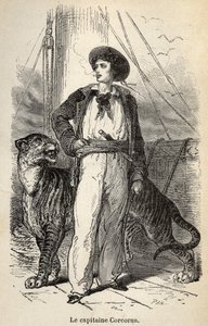 Illusztráció a „Corcoran kapitány csodálatos, de hiteles kalandjairól” Alfred Assollant, 25 fára rajzolt matricával illusztrálva, A. de Neuville, Librairie Hachette et Cie Párizsban alkotó: Alphonse Marie de Neuville