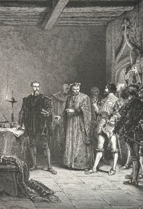 Jean de La Barre értesíti Louis de Berquin-t a conciergerie-ből való szabadulásáról (metszet) alkotó: Alphonse Marie de Neuville