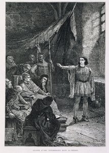 Jeanne of Arc-t kihallgatták a börtönében – Guizot „" Histoire de France" című könyvében, De Neuville metszetében alkotó: Alphonse Marie de Neuville