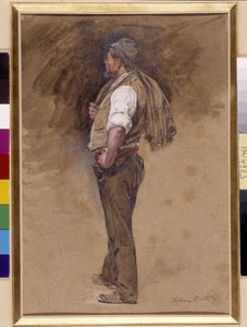 Farmer fején van a kabát. Alphonse Moutte (1840-1913) festménye, Kötelező megemlíteni: Gyűjtemény alapítása Provence, Marseille (Méret 27x18 cm-ben) alkotó: Alphonse Moutte