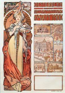 Alphonse Mucha (1860-1939) Ausztria reklámplakátja, képviselve az 1900-as párizsi egyetemes kiállításon - 68x98,5 cm méretű Alphonse Mucha reklámplakátja az „” Ausztria” számára a kiállításon