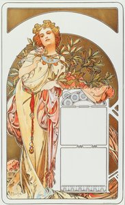 Alphonse Mucha (1860-1939) reklámplakátja az 1898-as naptárhoz - Dim 31x51 cm Alphonse Mucha reklámplakátja naptárhoz, 1898 - Magángyűjtemény