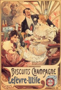Pezsgő / Lefèvre-Utile sütik alkotó: Alphonse Mucha
