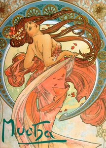 Tánc a Művészetek sorozatból, 1898 alkotó: Alphonse Mucha