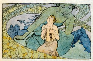 Illusztráció: Alphonse Mucha a francia író, Anatole France "Clio" című művéből. 1900. Mucha (1860 – 1939). cseh szecessziós festő volt alkotó: Alphonse Mucha
