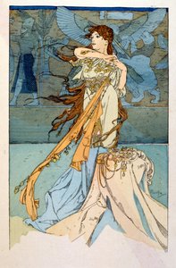 Illusztráció: Alphonse Mucha a "Rama" című költeményből, Paul Verola három felvonásban. kb.1898. Mucha (1860 – 1939). cseh szecessziós festő volt alkotó: Alphonse Mucha