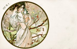 "Május", 1900 alkotó: Alphonse Mucha