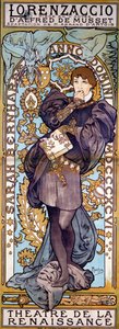 Lorenzaccio Alfred de Musset plakátja Sarah Bernhardttal, Párizs, 1896