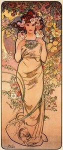 Rose, A négy virág című sorozatból, 1897 alkotó: Alphonse Mucha