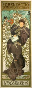 Sarah Bernhardt mint Lorenzaccio alkotó: Alphonse Mucha
