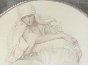 Tanulmány egy fiatal nőről alkotó: Alphonse Mucha