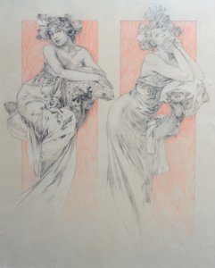 Előzetes rajz a 12. táblázathoz alkotó: Alphonse Mucha