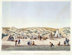Baie des Chiens Marins, Új-Hollandia: Uránia tábora Ile Peron közelében, a „Voyage Autour du Monde sur les Corvettes de L