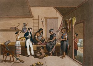 Egy ház belseje a timori Coupangban, a "Voyage Autour du Monde sur les Corvettes de L