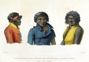 Port Jackson, New Holland: bennszülöttek a Nepean folyó régiójából, a „Voyage Autour du Monde sur les Corvettes de L