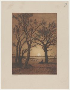 Táj juhokkal naplementekor Esti táj juhokkal Drenthében alkotó: Alphonse Stengelin (signed by artist)