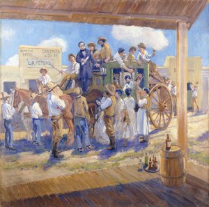 Burnett kormányzó átadja az Állami Chartát San Joséban, Kaliforniában, 1925 körül (olaj, vászon)