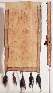 Kínai selyemmel bevont nyeregtakaró, Kr.e. 5-4. század (gyapjú, selyem, arany és bőr)